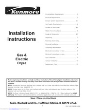 Kenmore 41794072301 Installation Instructions Manual
