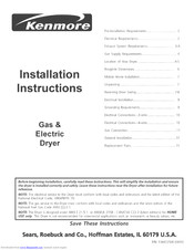Kenmore 41794252500 Installation Instructions Manual