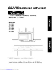 Kenmore 721.67601 Installation Instructions Manual