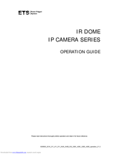 ETS IR DOME IP CAMERA SERIES Operation Manual