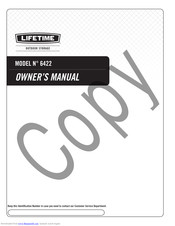 Lifetime 6422 Owner's Manual Outdoor Storage Keep This Identi?Cation Number In Case You Need To Contact Our Custom