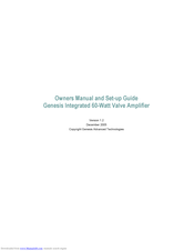 Genesis Integrated 60-Watt Valve Amplifier Owners Manual And Set-Up Manual