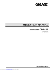Ganz CDR-16T Operation Manual