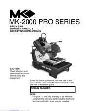 MK Diamond Products MK-2000 PRO Series Owner's Manual & Operating Instructions