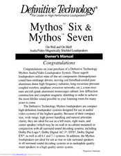 Definitive Technology Mythos Six Owner's Manual