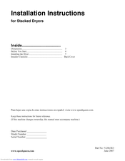 Alliance Laundry Systems CTSA9AWN Installation Instructions Manual