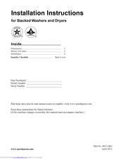 Speed Queen ATG50FGP111TW01 Installation Instructions Manual