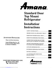 Amana TX20QBG-P1111703WG Installation Instructions Manual