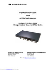 Waters Network Systems ProSwitch FlexPort- 2600M Installation Manual And Operating Manual