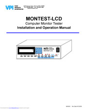 VPI MONTEST-LCD Installation And Operation Manual
