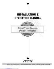 Appro DVR-3226DT Installation & Operation Manual