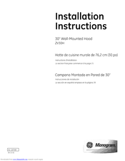 GE Monogram ZV3OHS Installation Instructions Manual