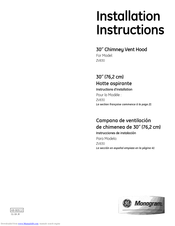 GE Monogram ZV830 Installation Instructions Manual