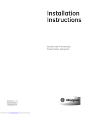 Monogram ZFGP21HZBSS Installation Instructions Manual