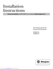 Monogram Monogram ZFSB25DSS Installation Instructions Manual