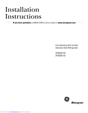GE Monogram ZFSB26DSS Installation Instructions Manual