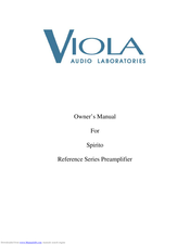 Viola Systems Spirito Reference Series Preamplifier Owner's Manual