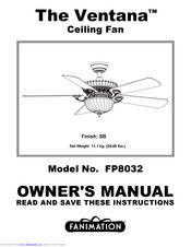 Fanimation The Ventana FP8032SB Owner's Manual