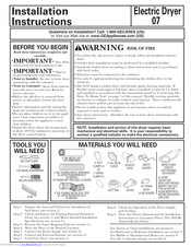 GE Appliances GTDL310EM0WS Installation Instructions Manual