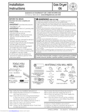 GE PTDN600GM0WT Installation Instructions Manual