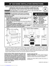Frigidaire FGGF301DNWB Installation Instructions Manual