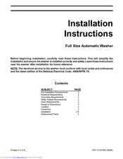 Frigidaire FWX221AS2 Important s Installation Instructions