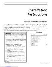 Frigidaire LTF8000FE0 Installation Instructions Manual