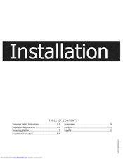 Frigidaire FAHE1011MW0 Installation Manual