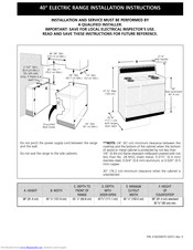 Frigidaire FEF455WFBC Installation Instructions Manual