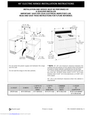 Frigidaire FEF402BWB Installation Instructions Manual
