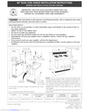 Frigidaire PLCF489CCE Installation Instructions Manual