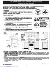 Frigidaire FGFB66ASD Installation Instructions Manual