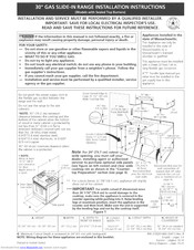 Frigidaire FGS379ESA Installation Instructions Manual