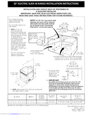 Frigidaire CFES367DQ3 Installation Instructions Manual