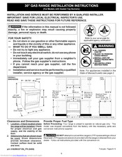Frigidaire CGLGFZ86GCA Installation Instructions Manual