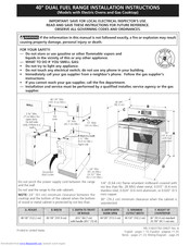 Frigidaire FPDF4085KFB Installation Instructions Manual