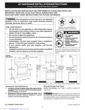 Frigidaire XFGF3000LWB Installation Instructions Manual