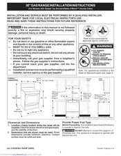 Frigidaire LGGF305MKFD Installation Instructions Manual