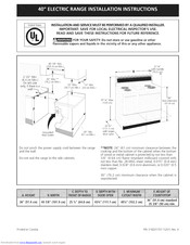 Frigidaire FFEF4015LWC Installation Instructions Manual