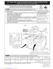 Frigidaire FGDS3065KWE Installation Instructions Manual