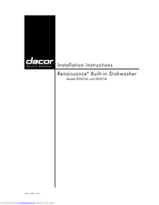 Dacor Renaissance RDW24S Installation Instructions Manual