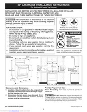Crosley CRG3150LWD Installation Instructions Manual