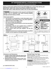 Crosley CRG3120LWE Installation Instructions Manual