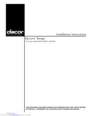 Dacor EPICURE ER3OD Installation Instructions Manual