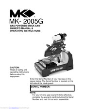 MK Diamond Products MK-2005G Owner's Manual & Operating Instructions