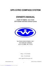 WATSON INDUSTRIES GGC-E101 Owner's Manual