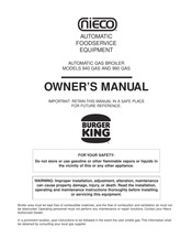 Nieco 940 Gas Owner's Manual