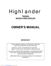 KERR Highlander TW-2000 Owner's Manual