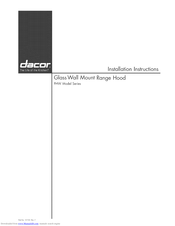Dacor PHW Series Installation Instructions Manual