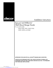 Dacor Millenia MH36 Installation Instructions Manual
